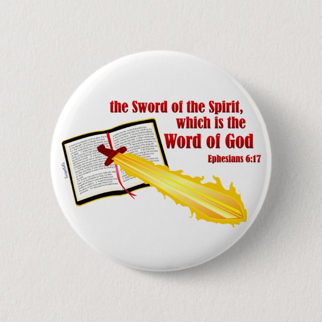 sword of the spirit christian gift pinback button (Front)