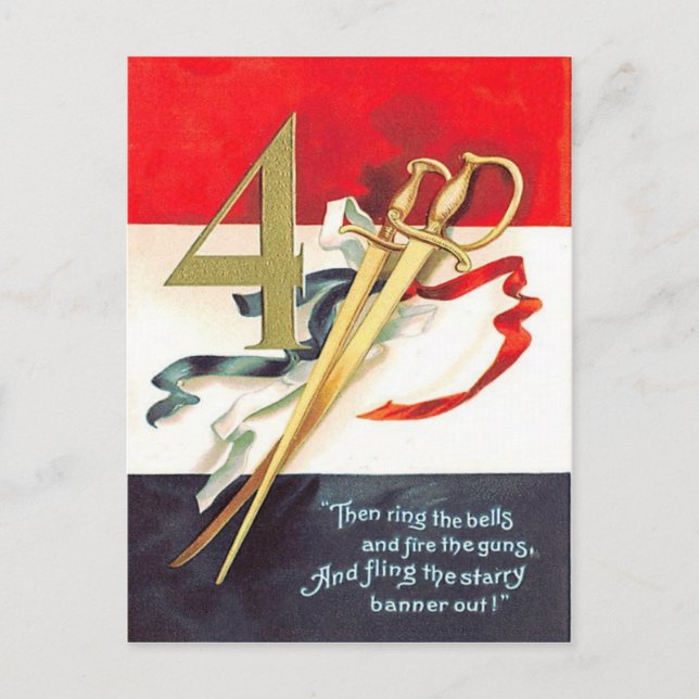 Sword Sabre Red White Blue Postcard (Front)