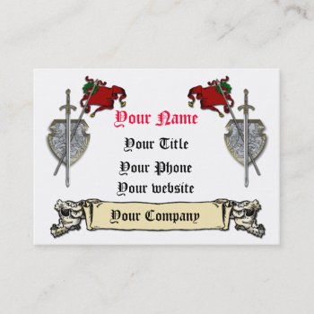 Sword  Shield And Banner Business Card Template by DesignsbyLisa at Zazzle