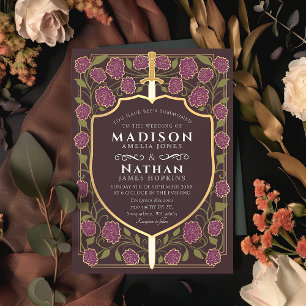 Sword & Shield Medieval Fantasy Monogram Wedding Invitation