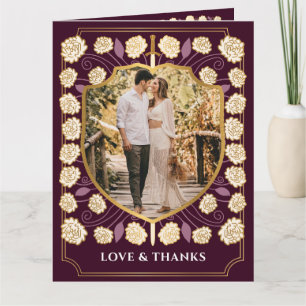 Sword & Shield Medieval Fantasy Monogram Wedding Letterpress Thank You Card