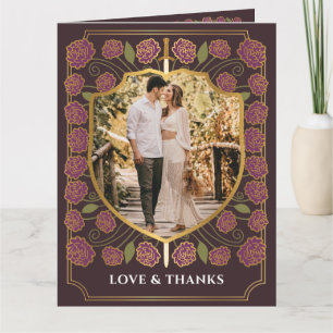 Sword & Shield Medieval Fantasy Monogram Wedding Letterpress Thank You Card