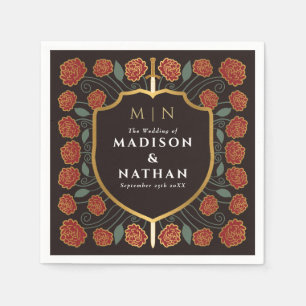 Sword & Shield Medieval Fantasy Monogram Wedding Napkins