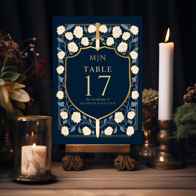 Sword & Shield Medieval Fantasy Monogram Wedding  Table Number (Creator Uploaded)