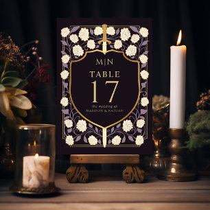 Sword & Shield Medieval Fantasy Monogram Wedding  Table Number