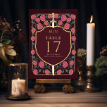 Sword & Shield Medieval Fantasy Monogram Wedding  Table Number<br><div class="desc">Celebrate with this Royal Sword & Shield Medieval Fantasy Monogram design. This design is perfect for couples seeking a regal yet modern medieval fantasy esthetic. The design on the back of the invite is NOT real gold foil. Items are printed exactly as they appear on your screen when you add...</div>