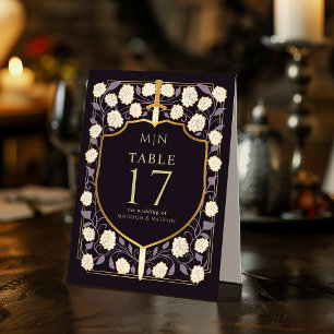 Sword & Shield Medieval Fantasy Monogram Wedding Table Tent