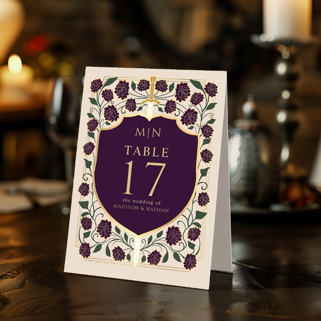 Sword & Shield Medieval Fantasy Monogram Wedding  Table Tent (Creator Uploaded)