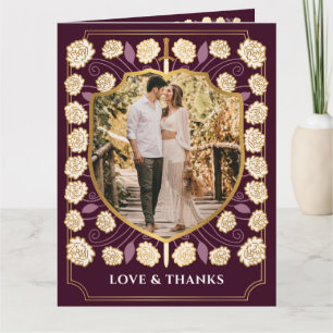 Sword & Shield Medieval Fantasy Monogram Wedding Thank You Card