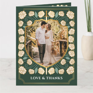 Sword & Shield Medieval Fantasy Monogram Wedding Thank You Card