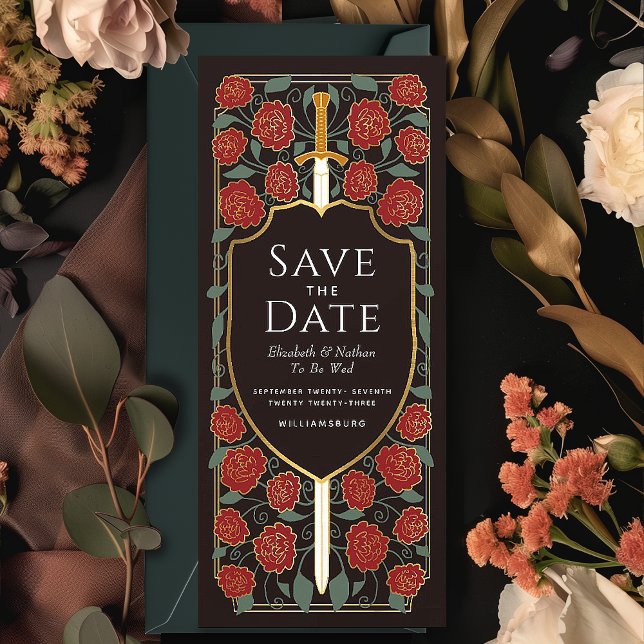 Sword & Shield Medieval Fantasy Save the Date Invitation (Creator Uploaded)