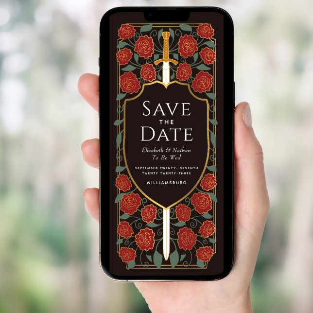 Sword & Shield Medieval Fantasy Save the Date Invitation (Front Digital)