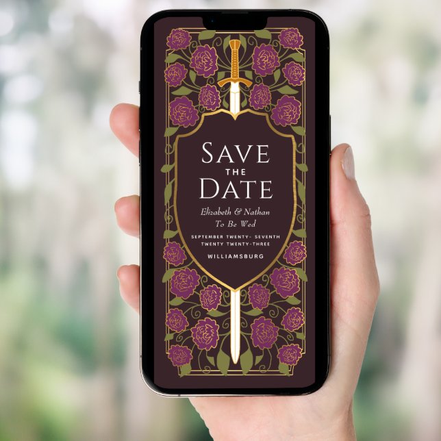 Sword & Shield Medieval Fantasy Save the Date Invitation (Front Digital)