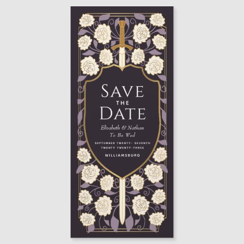 Sword  Shield Medieval Fantasy Save the Date Magnetic Invitation