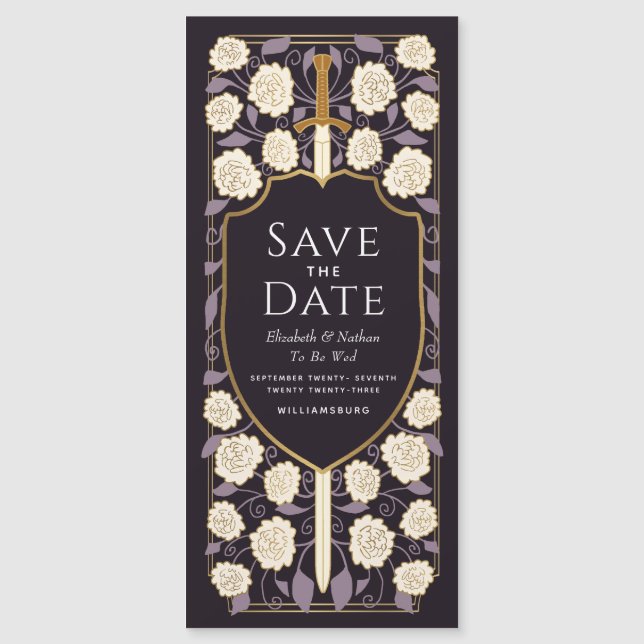 Sword & Shield Medieval Fantasy Save the Date Magnetic Invitation (Front)