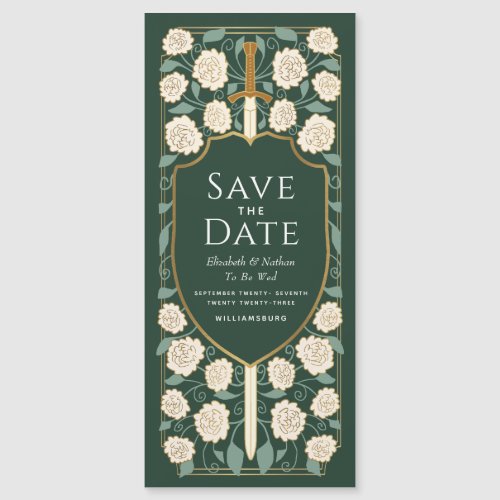 Sword  Shield Medieval Fantasy Save the Date Magnetic Invitation