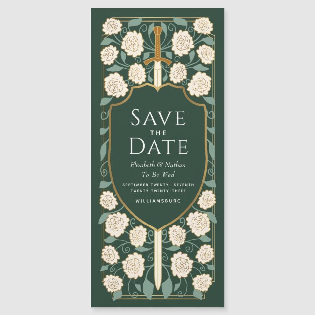 Sword & Shield Medieval Fantasy Save the Date Magnetic Invitation (Front)