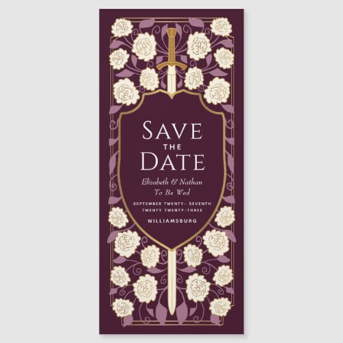 Sword  Shield Medieval Fantasy Save the Date Magnetic Invitation