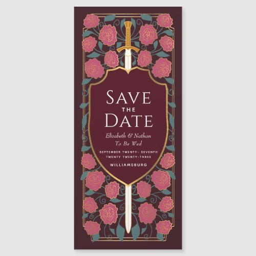 Sword  Shield Medieval Fantasy Save the Date Magnetic Invitation