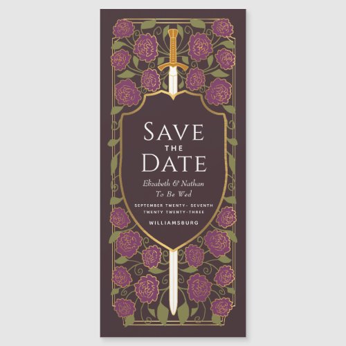 Sword  Shield Medieval Fantasy Save the Date Magnetic Invitation