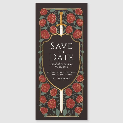 Sword  Shield Medieval Fantasy Save the Date Magnetic Invitation