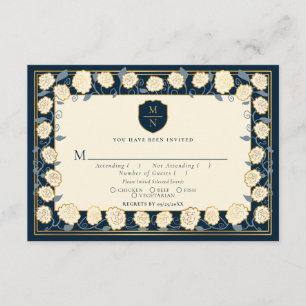 Sword & Shield Medieval Fantasy Wedding RSVP Blue Enclosure Card