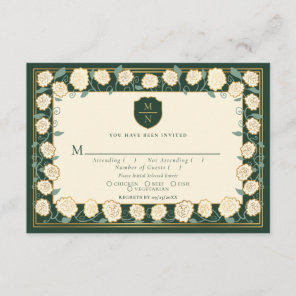 Sword & Shield Medieval Fantasy Wedding RSVP Green Enclosure Card