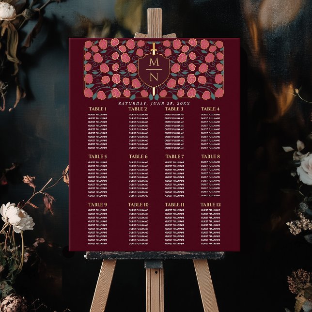 Sword & Shield Medieval Monogram  Seating Chart (Creator Uploaded)