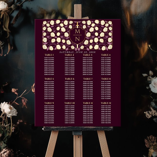 Sword & Shield Medieval Monogram  Seating Chart (Creator Uploaded)