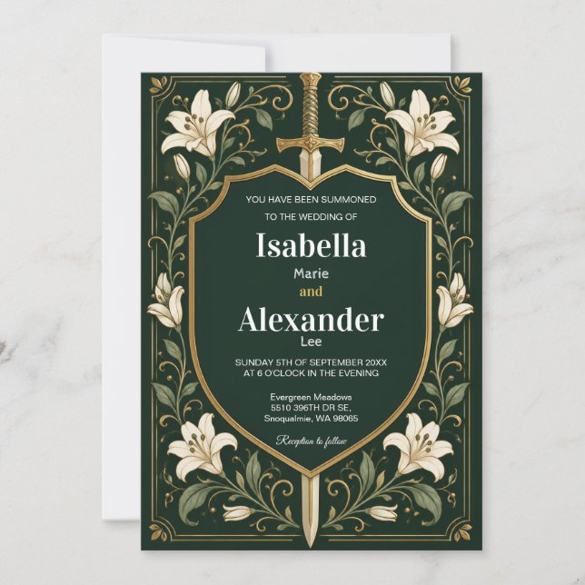 Sword & Shield Medieval Wedding Invitation (Front)