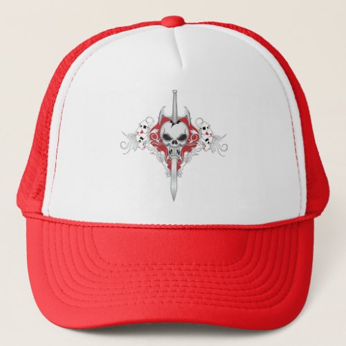 Sword Skull _ RED Trucker Hat