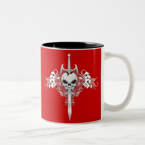 Sword Skull _ RED Two_Tone Coffee Mug