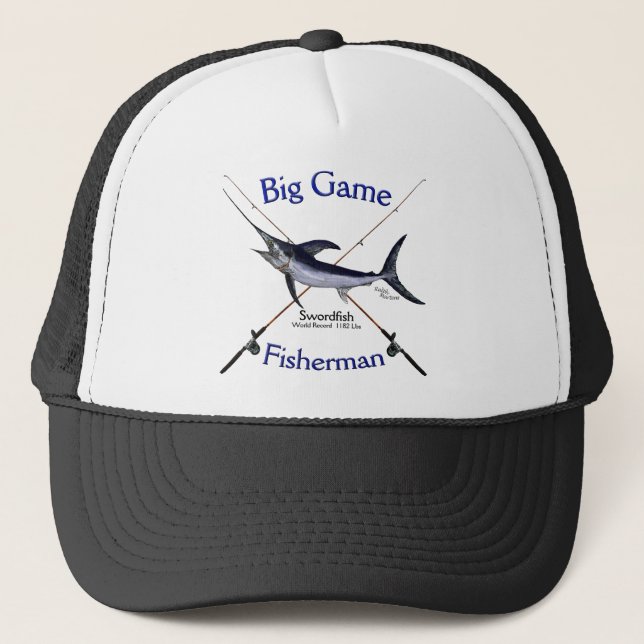 Swordfish big game fisherman tshirt trucker hat (Front)