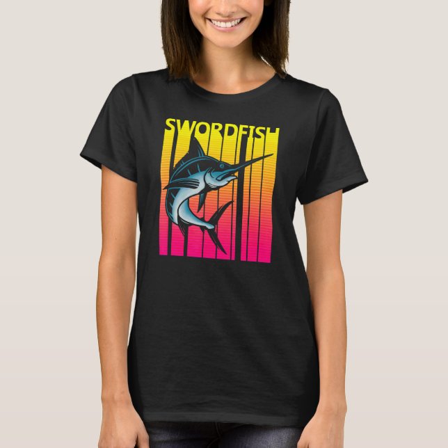 Swordfish Fish Retro T-Shirt (Front)