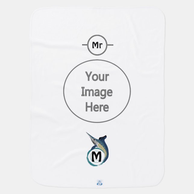 Swordfish Jumping Monogram Baby Blanket (Back)