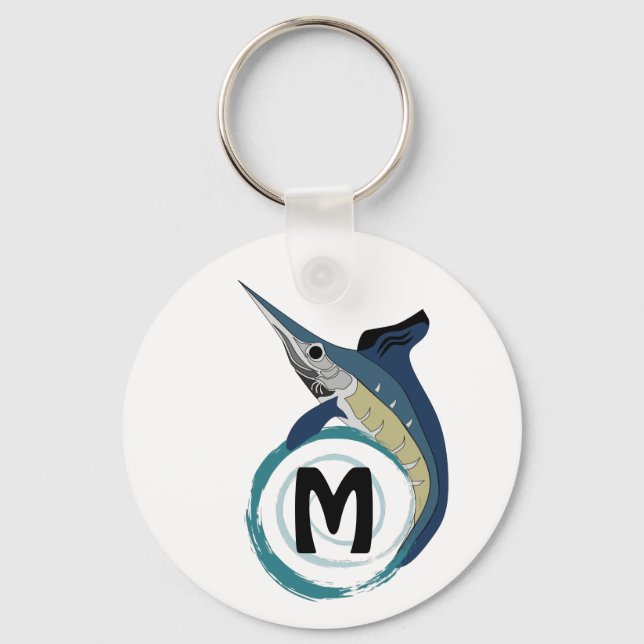 Swordfish Jumping Monogram Keychain (Front)