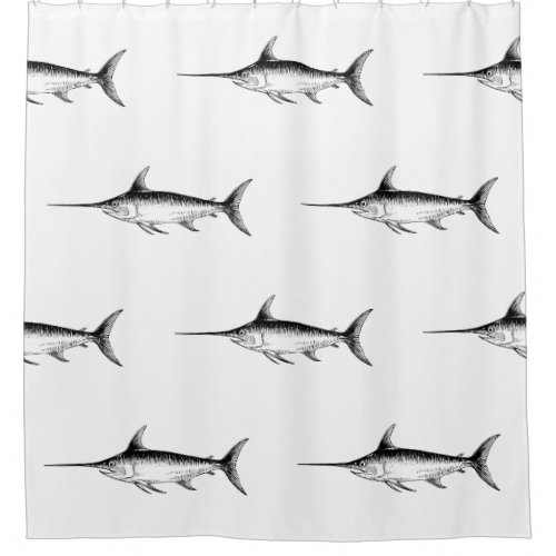 Swordfish Pattern Shower Curtain