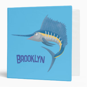 Swordfish sailfish fun cartoon illustration 3 ring binder