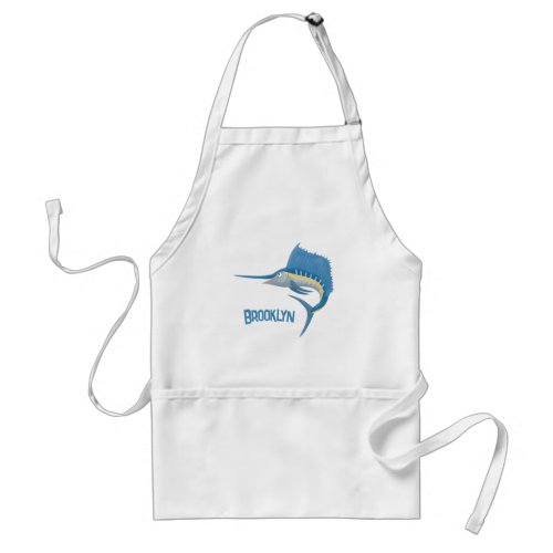 Swordfish sailfish fun cartoon illustration adult apron