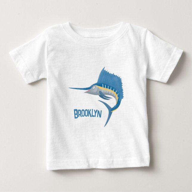 Swordfish sailfish fun cartoon illustration baby T-Shirt (Front)