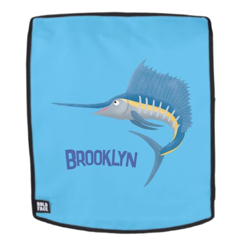 Swordfish sailfish fun cartoon illustration backpack