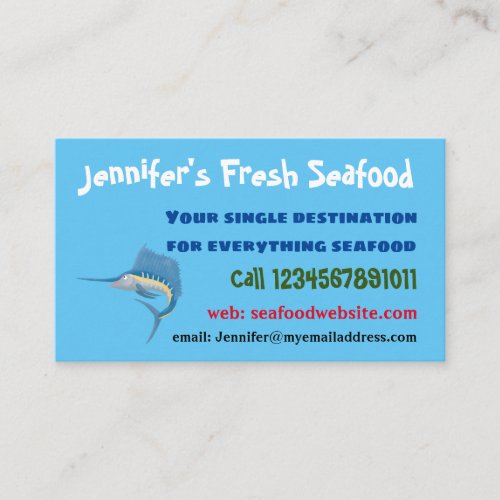 Swordfish sailfish fun cartoon illustration business card
