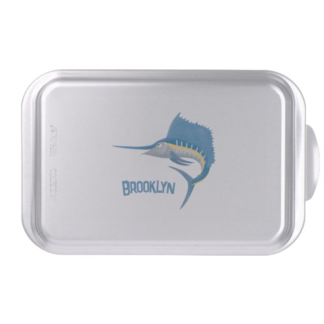 Swordfish sailfish fun cartoon illustration cake pan (Front)