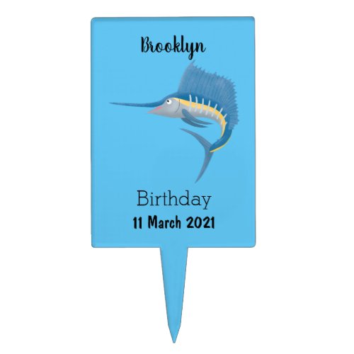 Swordfish sailfish fun cartoon illustration cake topper