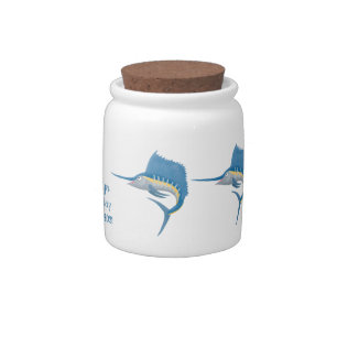 Swordfish sailfish fun cartoon illustration candy jar