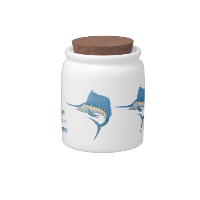Swordfish sailfish fun cartoon illustration candy jar (Right)