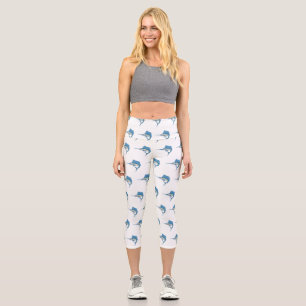 Swordfish sailfish fun cartoon illustration capri leggings