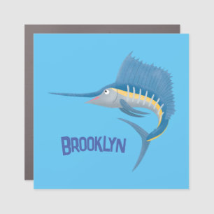 Swordfish sailfish fun cartoon illustration car magnet