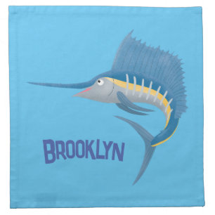 Swordfish sailfish fun cartoon illustration cloth napkin
