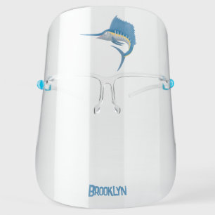 Swordfish sailfish fun cartoon illustration face shield